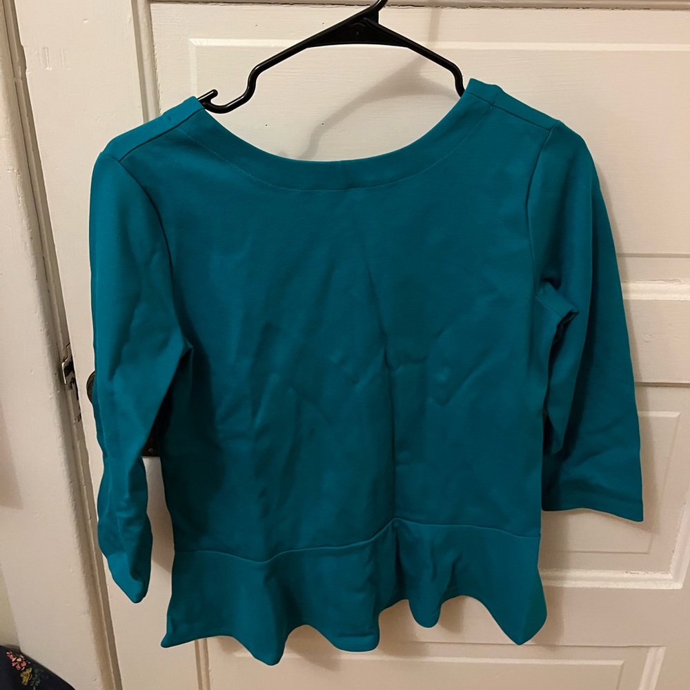 Thick teal peplum teal blouse